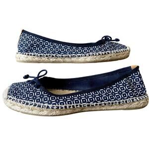 TORY BURCH Navy Canvas Espadrille Ballet Flats Size 8 – Made in Spain